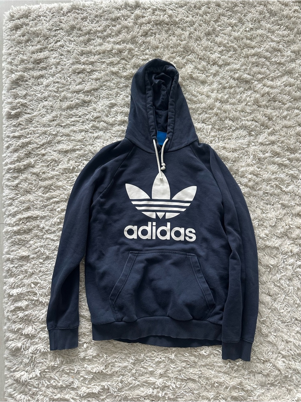 adidas Navy Crewneck Hoodie with White Trefoil